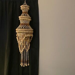 Rare Find. Vintage Handmade Cowrie & Puka Shell Chandelier
